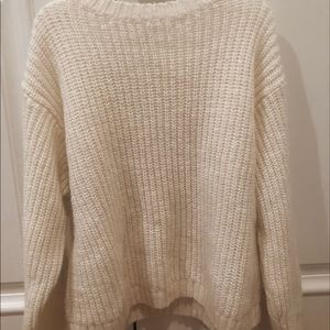white knit sweater